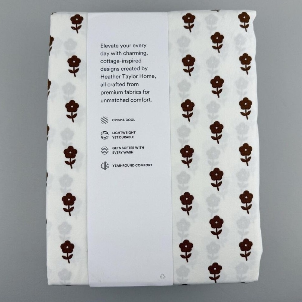 The Company Store x Heather Taylor Home King Sheet Set Nutmeg Floral Percale - Picture 4 of 8